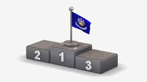 Louisiana 3D acenando ilustração bandeira no pódio vencedor . — Fotografia de Stock