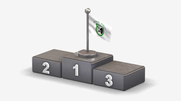 Marche 3D sventola bandiera illustrazione sul podio vincitore . — Foto Stock