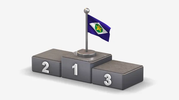 Mato Grosso 3D acenando ilustração bandeira no pódio vencedor . — Fotografia de Stock