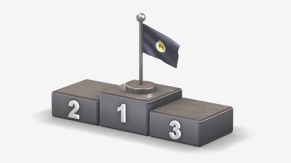 Metropolitan 3D sventola bandiera illustrazione sul podio vincitore . — Foto Stock