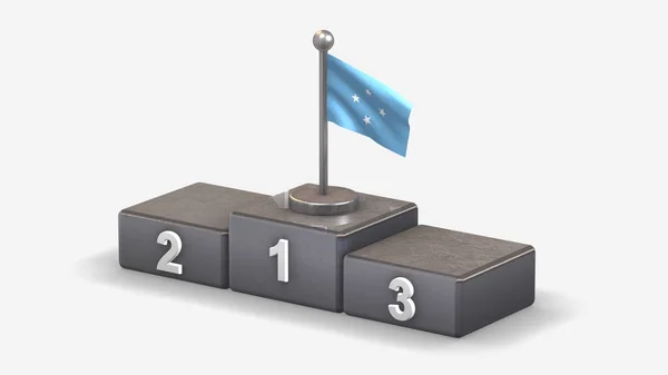 Micronesia 3d zwaaien vlag illustratie op winnaar podium. — Stockfoto