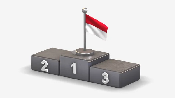 Monaco 3D sventola bandiera illustrazione sul podio vincitore . — Foto Stock