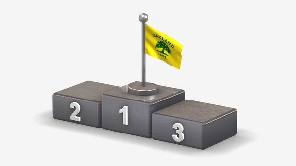 Oakland California 3D mávání vlajky ilustrace na vítězné pódium. — Stock fotografie