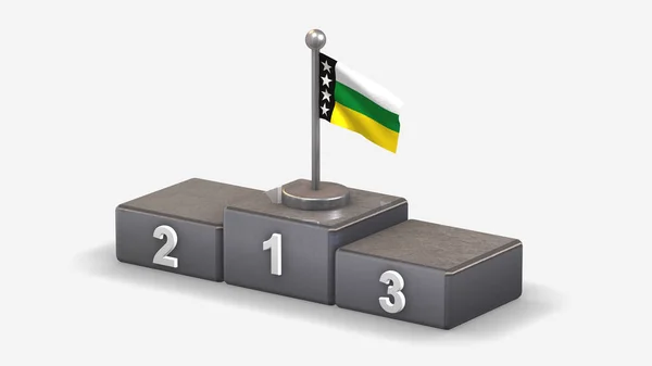 Orellana 3d lengő zászló illusztráció a győztes dobogón. — Stock Fotó