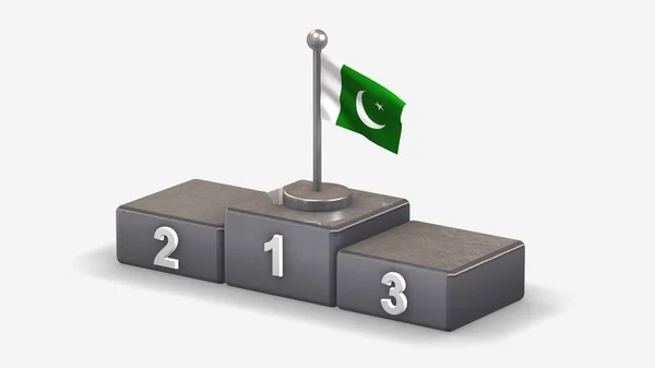 Pákistán 3D mávání vlajky ilustrace na vítězném pódiu. — Stock fotografie