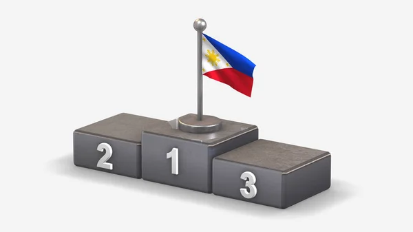 Filipinas 3D acenando ilustração bandeira no pódio vencedor . — Fotografia de Stock