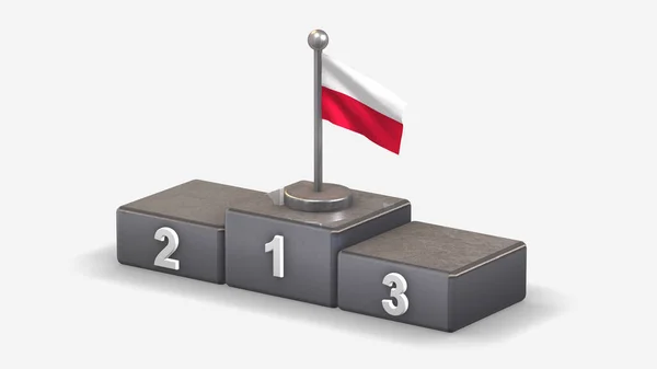 表彰台にポーランドの3D手旗イラスト. — ストック写真