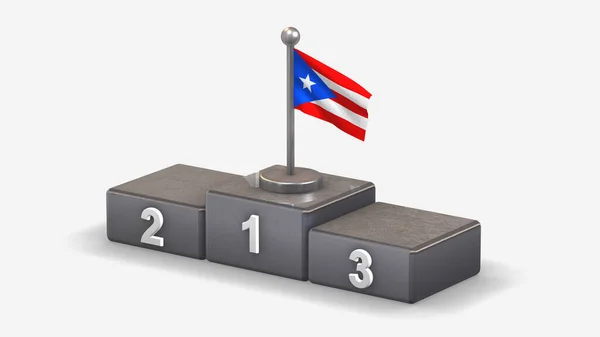 プエルトリコ3D受賞者表彰台に旗のイラストを振って. — ストック写真