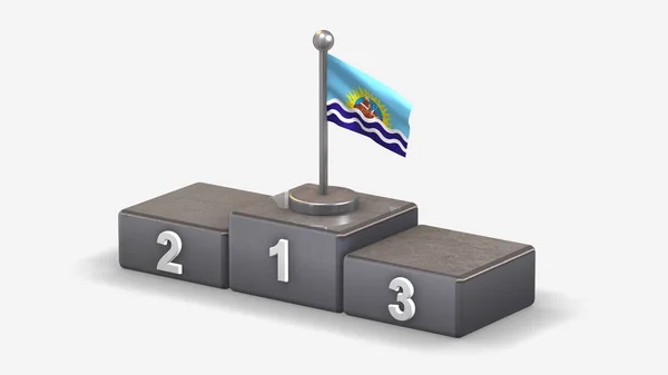 Santa Cruz 3d machając flagą ilustracji na podium zwycięzcy. — Zdjęcie stockowe