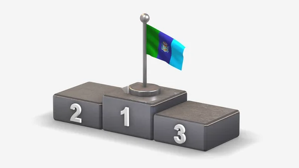 Santa Elena 3D acenando ilustração bandeira no pódio vencedor . — Fotografia de Stock