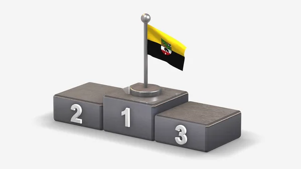 Saxônia 3D acenando ilustração bandeira no pódio vencedor . — Fotografia de Stock