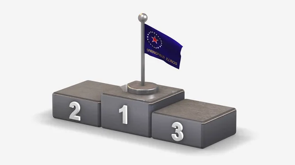 Springfield Illinois 3D acenando ilustração bandeira no vencedor podiu — Fotografia de Stock