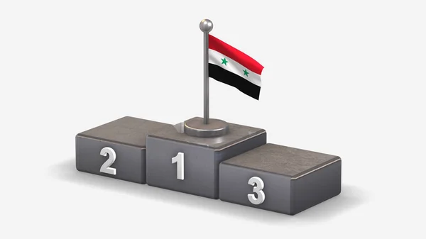 Siria 3D sventola bandiera illustrazione sul podio vincitore . — Foto Stock