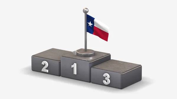 Texas 3D ondeando bandera ilustración en podio ganador . —  Fotos de Stock