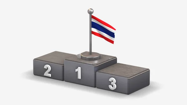 Tailândia 3D acenando ilustração bandeira no pódio vencedor . — Fotografia de Stock