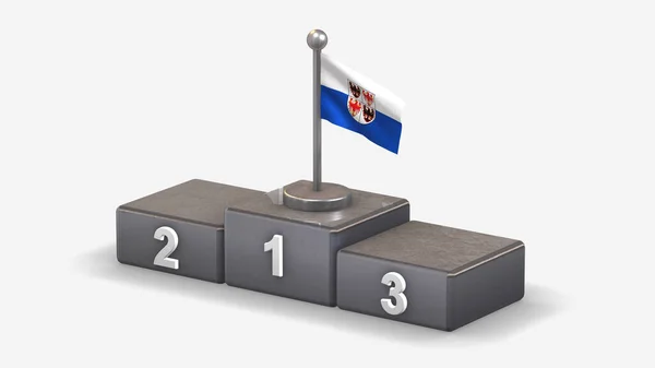 Trentino-Tirol do Sul 3D acenando ilustração bandeira no vencedor podiu — Fotografia de Stock