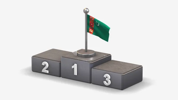 Turkmenistán 3d mávání vlajky ilustrace na vítězném pódiu. — Stock fotografie