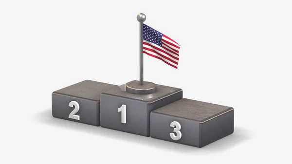 США 3d розмахує ілюстрацією прапора на подіумі переможця. — стокове фото