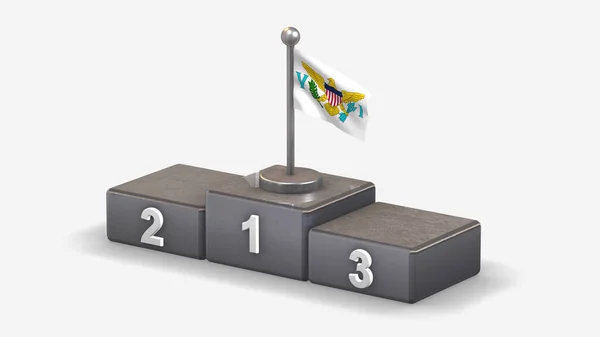 Virgin Islands 3D waving flag illustration on winner podium. — Stock Photo, Image