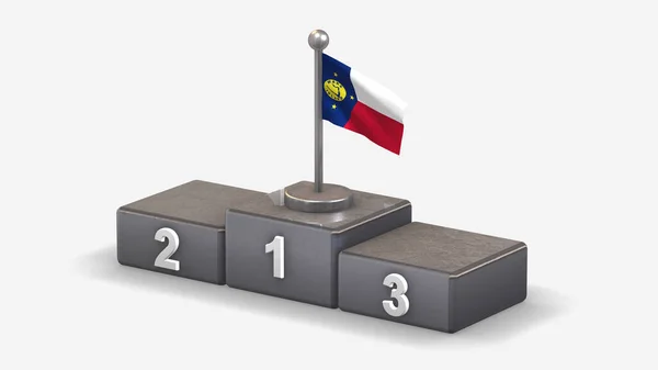 Wake Island 3d zwaaien vlag illustratie op winnaar podium. — Stockfoto