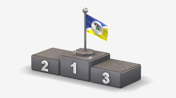 Winnipeg 3D mávání vlajky ilustrace na vítězné pódium. — Stock fotografie