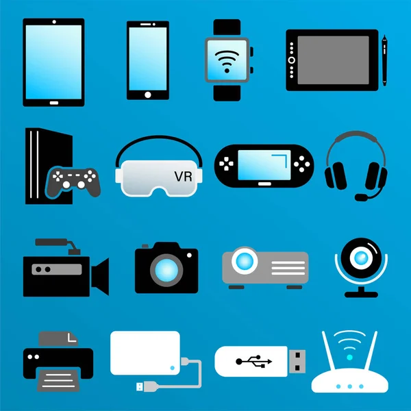 Modern dijital cihazlar Icons izole set renk