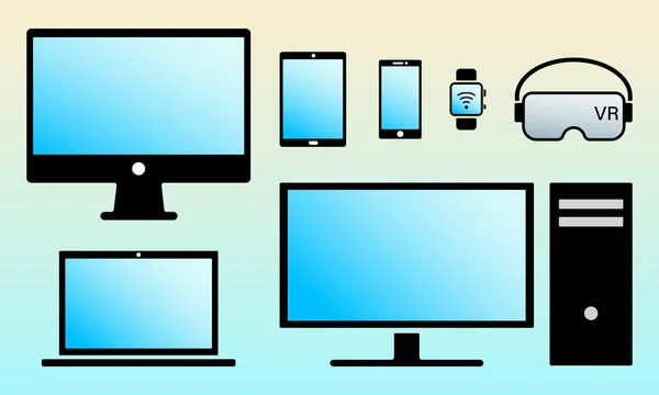 Écrans numériques modernes icônes de couleur ensemble isolé — Image vectorielle
