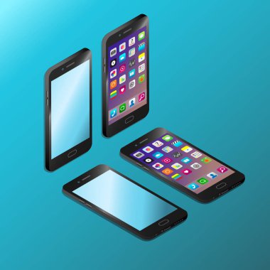 İsometry vektör çizim gerçekçi siyah smartphone