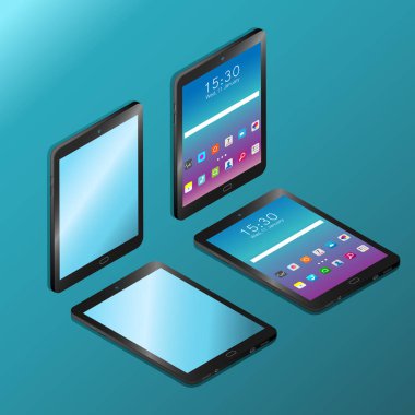 İsometry gerçekçi siyah dijital tablet
