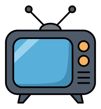 Retro TV düz simgesi. Retro TV ekranının basit bir illüstrasyonu