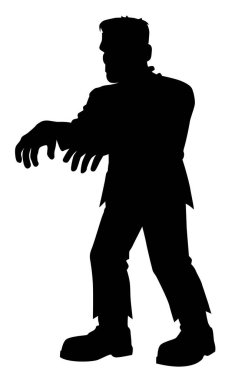 Frankenstein canavar silueti çizimi. Cadılar Bayramı için çizgi film karakteri