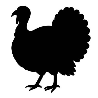 Hindi kuşu silueti. Şükran Günü için düz çizim