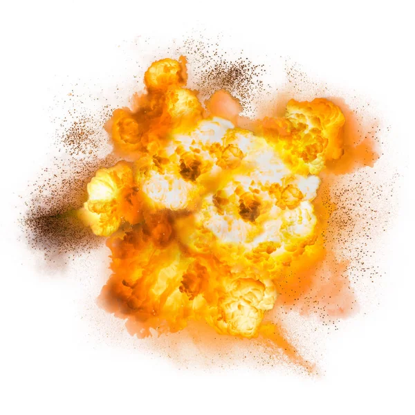 Realistic Fiery Explosion Sparks White Background Stock Photo