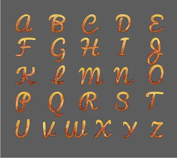 Κουλουράκι Γράμματα Του Αλφαβήτου Γκρι Φόντο Κινουμένων Σχεδίων Γραμματοσειρά Τροφίμων — Διανυσματικό Αρχείο