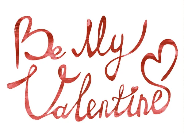 Inschrift Sei Mein Valentinstag Mit Roter Aquarell Textur — Stockvektor