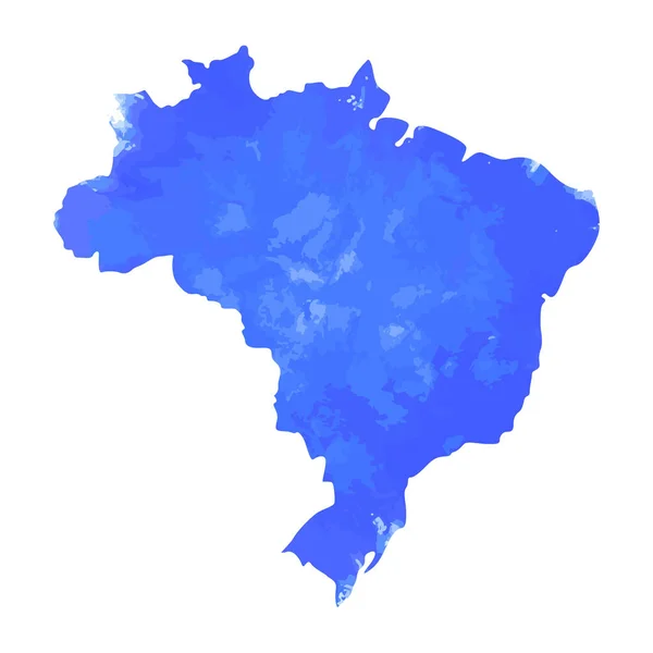 Mapa Brasil Com Textura Aquarela Azul — Vetor de Stock