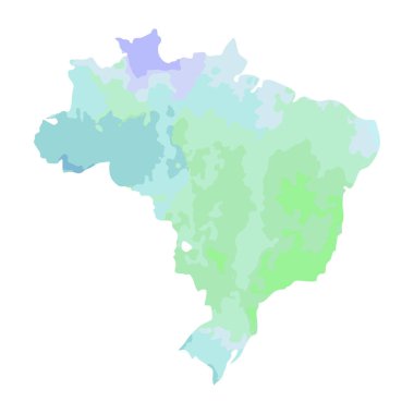mavi, yeşil, mor dokusuna suluboya ile Brezilya Haritası