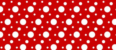 Farklı boyutlarda kırmızı zemin üzerine beyaz daireler ile desen