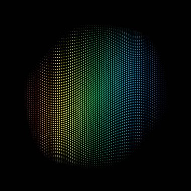 küçük daire yarı ton etkisi yanardöner renk ve siyah arka plan üzerine dalgalı bozulma ile çemberi