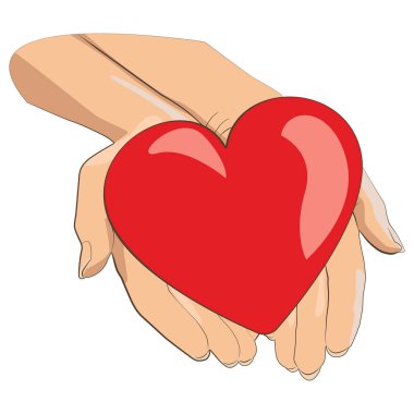 Erkek holding büyük kırmızı kalp eller