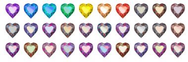 Vektör set renkli kalp elmas