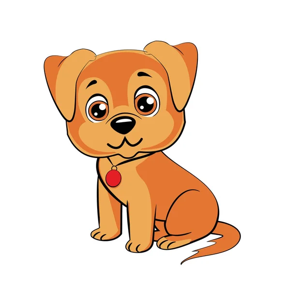 Portrait Cute Little Dog Wearing Collar — Stock Vector
