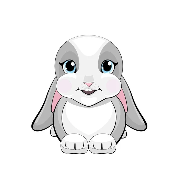 Cute Rabbit Pubescent Ears Emotion Happy — Stock Vector