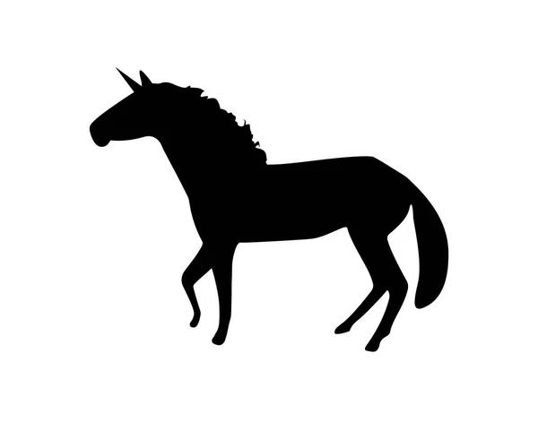 Black Silhouette Unicorn Isolated White Background — Stock Vector