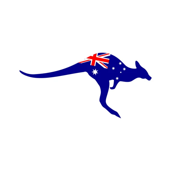 Silueta Canguro Con Bandera Australia — Archivo Imágenes Vectoriales