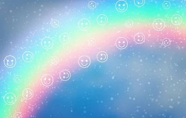 White Emoticons Background Rainbow Blue Sky — Stock Vector
