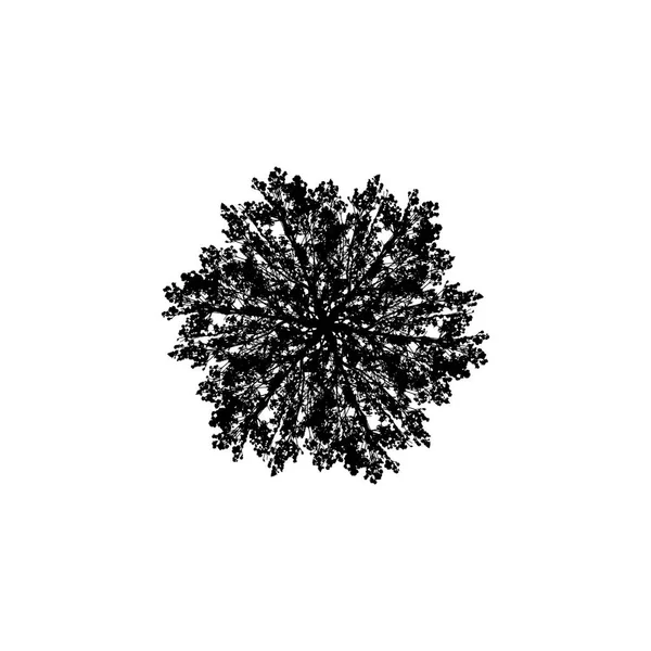 Silueta Árbol Negro Con Hojas Que Repiten Círculo — Vector de stock