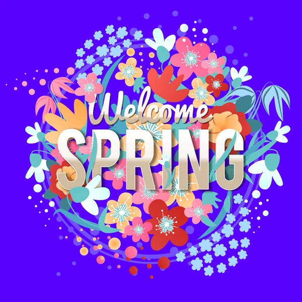 Frühling Verkauf Hintergrund Mit Bunten Blumen — Stockvektor