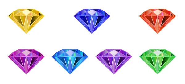 Conjunto Diamantes Colores Aislados Sobre Fondo Blanco — Vector de stock