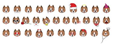 Farklı duygular ve farklı nesneleri küçük köpeklerle başkanları büyük bir set. Staffordshire Terrier köpek.